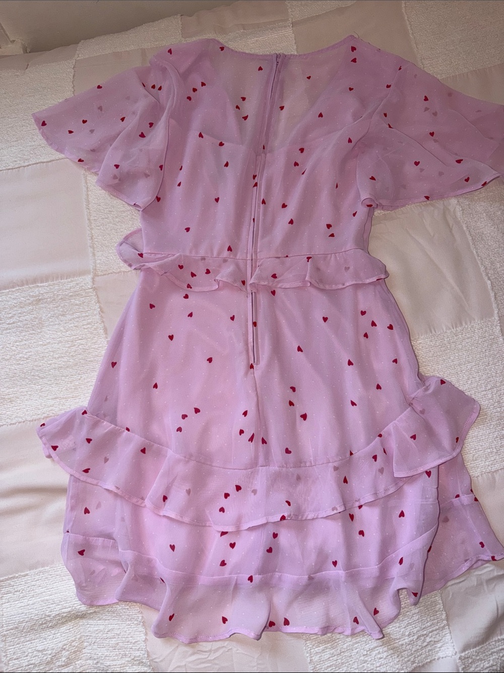 Pink Heart Print Ruffle Dress - Picture 4 of 5